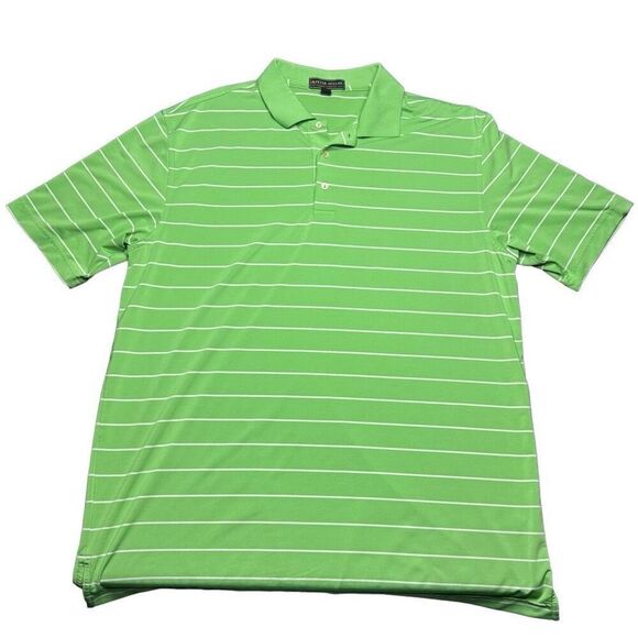 Peter Millar Summer Comfort Green Striped Polo Shirt Mens L Inverness Golf Club - Picture 1 of 9